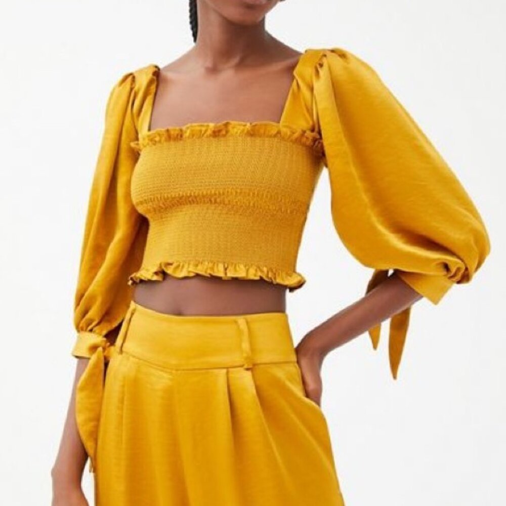Capulet Smocked Satin Top